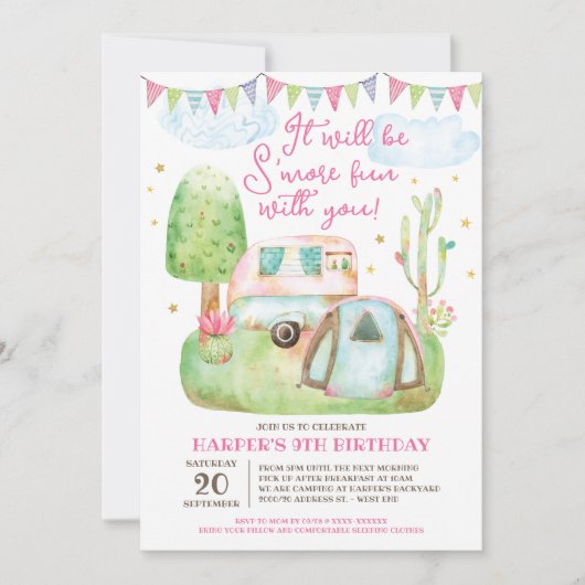 Invitation S'more Fun Camping Anniversaire (Devant)