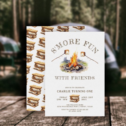 Invitation Smore Fun Cute Camping Anniversaire de enfant