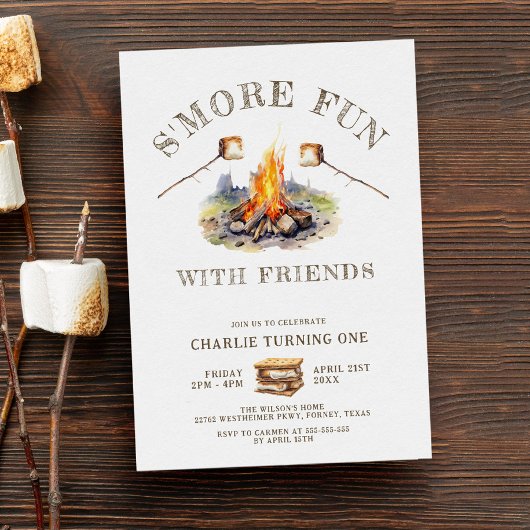 Invitation Smore Fun Cute Camping Anniversaire de enfant