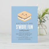 Invitation S'more Fun Kawaii Blue Boy 1er anniversaire (Debout devant)