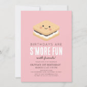 Invitation S'more Fun Kawaii Rose fille 1er anniversaire (Devant)