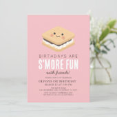 Invitation S'more Fun Kawaii Rose fille 1er anniversaire (Debout devant)