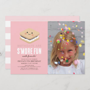 Invitation S'more Fun Kawaii Rose Girl Birthday Photo