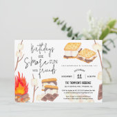 Invitation S'more Fun Smores Anniversaire Feu de feu de camp (Debout devant)