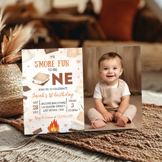 Invitation S'more Fun To Be One Smore Campfire Anniversaire P