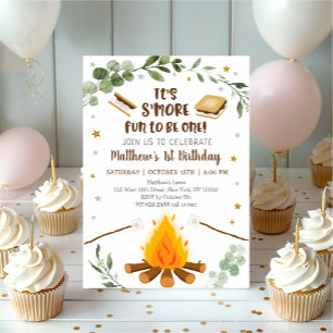 Invitation S'more Fun To Be One S'mores Campfire Anniversaire