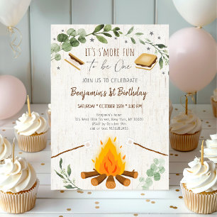 Invitation S'more Fun To Be One S'mores Campfire Anniversaire