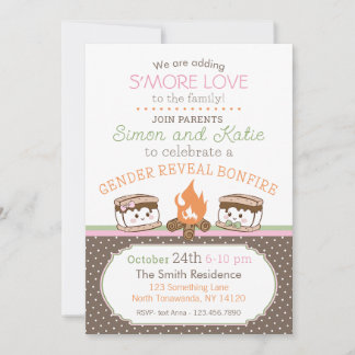 Invitation S'more Love thème bébé genre révéler l'invitation