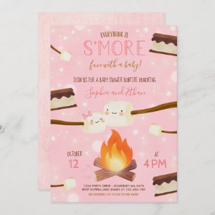 Invitation S'more Pink Girl Bonfire Baby shower