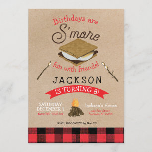 Invitation S'mores Amusement avec les amis Flannel Anniversai