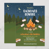 Invitation S'mores Backyard Camping Bonfire Birthday  (Devant / Derrière)