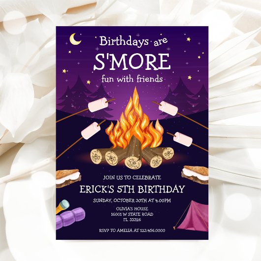 Invitation S'mores Birthday Party S'mores Camping Birthday