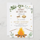 Invitation S'mores Campfire Verdure Anniversaire (Devant)