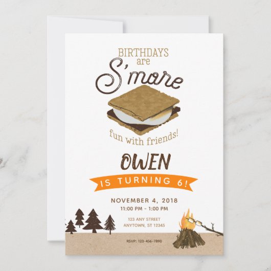 Invitation S'mores Camping Fun avec ses amis Anniversaire (Devant)