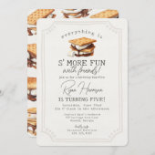 Invitation S'mores Fall Bonfire Outdoor Birthday (Devant / Derrière)
