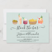 Invitation Snacks cocktails aquarelle couples douche bleu (Devant)