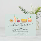 Invitation Snacks cocktails aquarelle couples douche bleu (Debout devant)