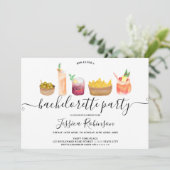 Invitation Snacks modernes cocktails aquarelle bachelorette (Debout devant)