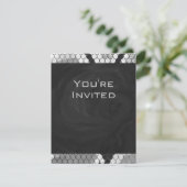 Invitation Snakeskin Gris, blanc et noir Monogramme (Debout devant)