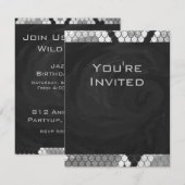 Invitation Snakeskin Gris, blanc et noir Monogramme (Devant / Derrière)