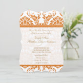 Invitation Snapdragon Coral & Ivory Mariage damassé Invitatio (Debout devant)