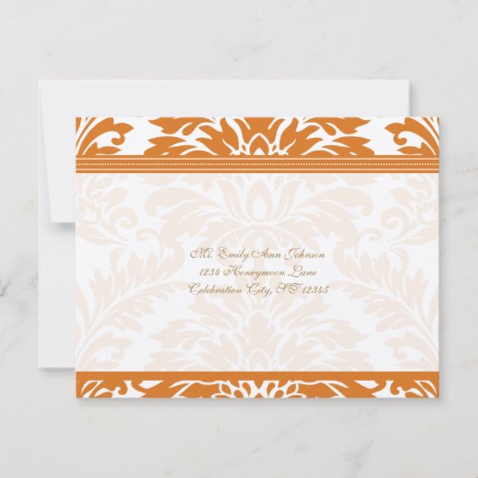 Invitation Snapdragon Coral & Ivy Mariage damassé RSVP (Devant)
