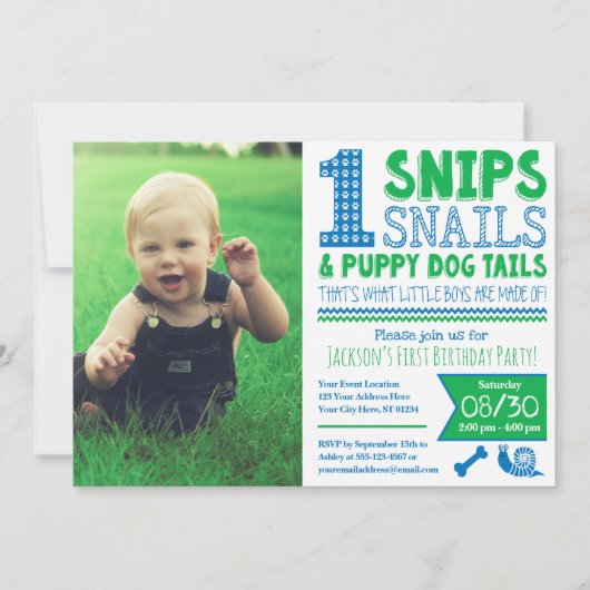 Invitation Snids, escargots & Tails Chien Chien Chien 1er ann (Devant)