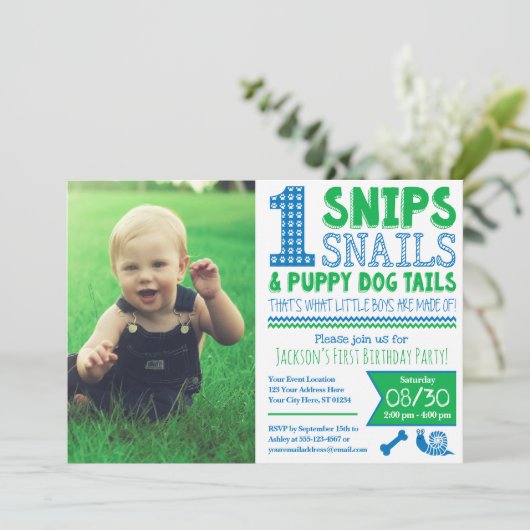 Invitation Snids, escargots & Tails Chien Chien Chien 1er ann (Debout devant)