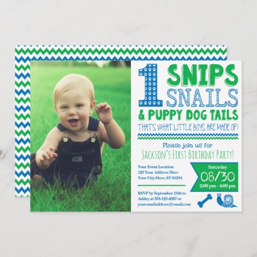 Invitation Snids, escargots & Tails Chien Chien Chien 1er ann (Devant / Derrière)
