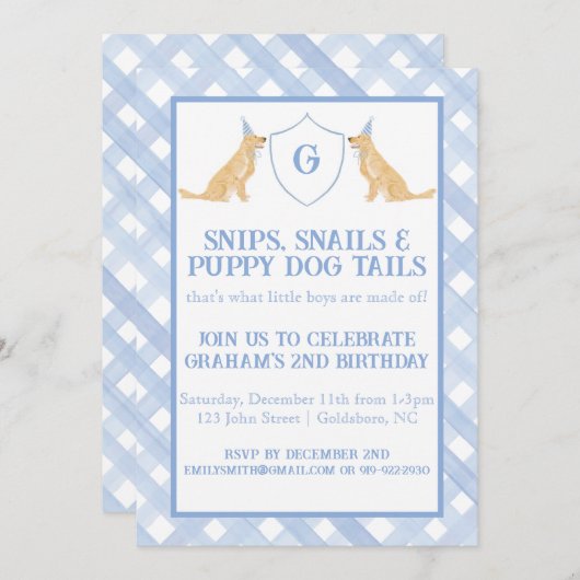 Invitation Snips, Escargots et Queues de Chien Chien Chien Ch (Devant / Derrière)