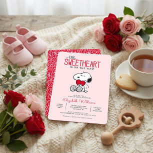 Invitation Snoopy Baby shower amoureux