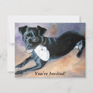 Invitation Snoopy Black Rat Terrier Mix Dog Portrait
