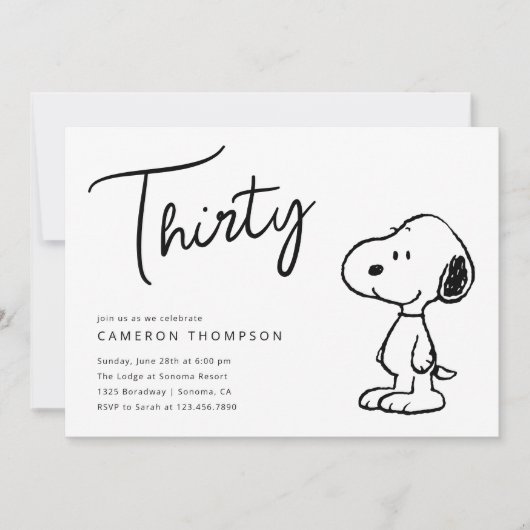 Invitation Snoopy d'arachides - 30e anniversaire (Devant)