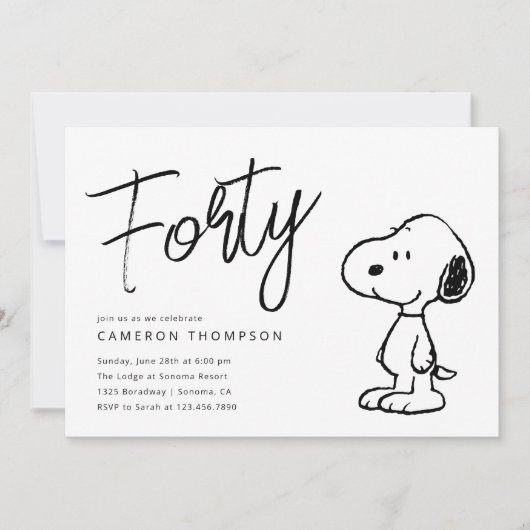 Invitation Snoopy d'arachides - 40e anniversaire (Devant)
