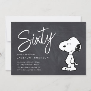 Invitation Snoopy d'arachides - Chalkboard 60e anniversaire