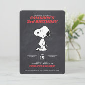 Invitation Snoopy d'arachides - Chalkboard Anniversaire Invit (Debout devant)