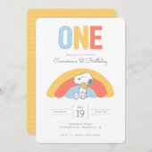 Invitation Snoopy & Woodstock Arc-en-ciel Anniversaire (Devant / Derrière)