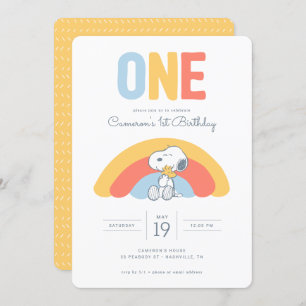 Invitation Snoopy & Woodstock Arc-en-ciel Anniversaire