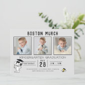 Invitation Snoopy & Woodstock Graduation avec 3 Photos (Debout devant)