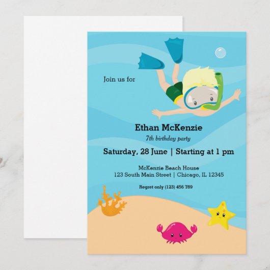 Invitation Snorkeling (Devant / Derrière)