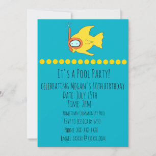 Invitation Snorkeling Fish Anniversaire de enfant Pool Party