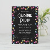 Invitation Snow Colored Lights Black Christmas Party (Debout devant)