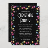 Invitation Snow Colored Lights Black Christmas Party (Devant / Derrière)