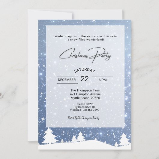 Invitation Snow Hillside Noël (Devant)