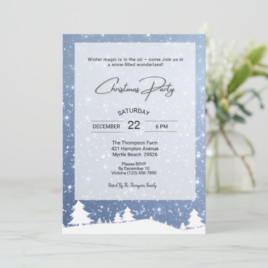 Invitation Snow Hillside Noël (Debout devant)