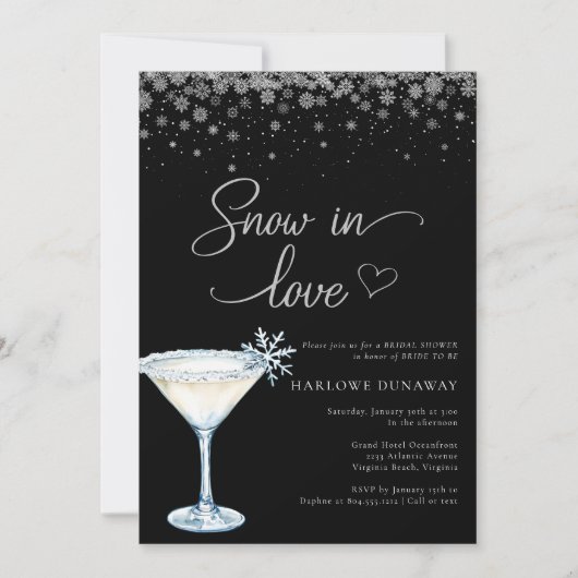 Invitation Snow in Love Modern Snowflake Bridal Shower  (Devant)