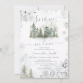 Invitation Snow In Love Silver Winter Pine Tree Bridal Shower (Devant)