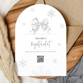 Invitation Snow In Love White Bow Baby Shower Winter Arch QR