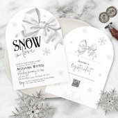 Invitation Snow In Love White Bow Baby Shower Winter Arch QR