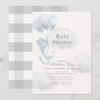 Snow Leopard avec Blue Balloons Boy Baby shower